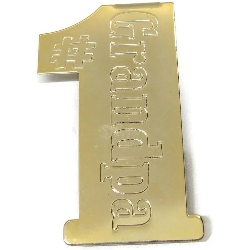 Vintage #1 Grandpa Money Clip Gold Tone Men Wallet ID Credit Card Holder